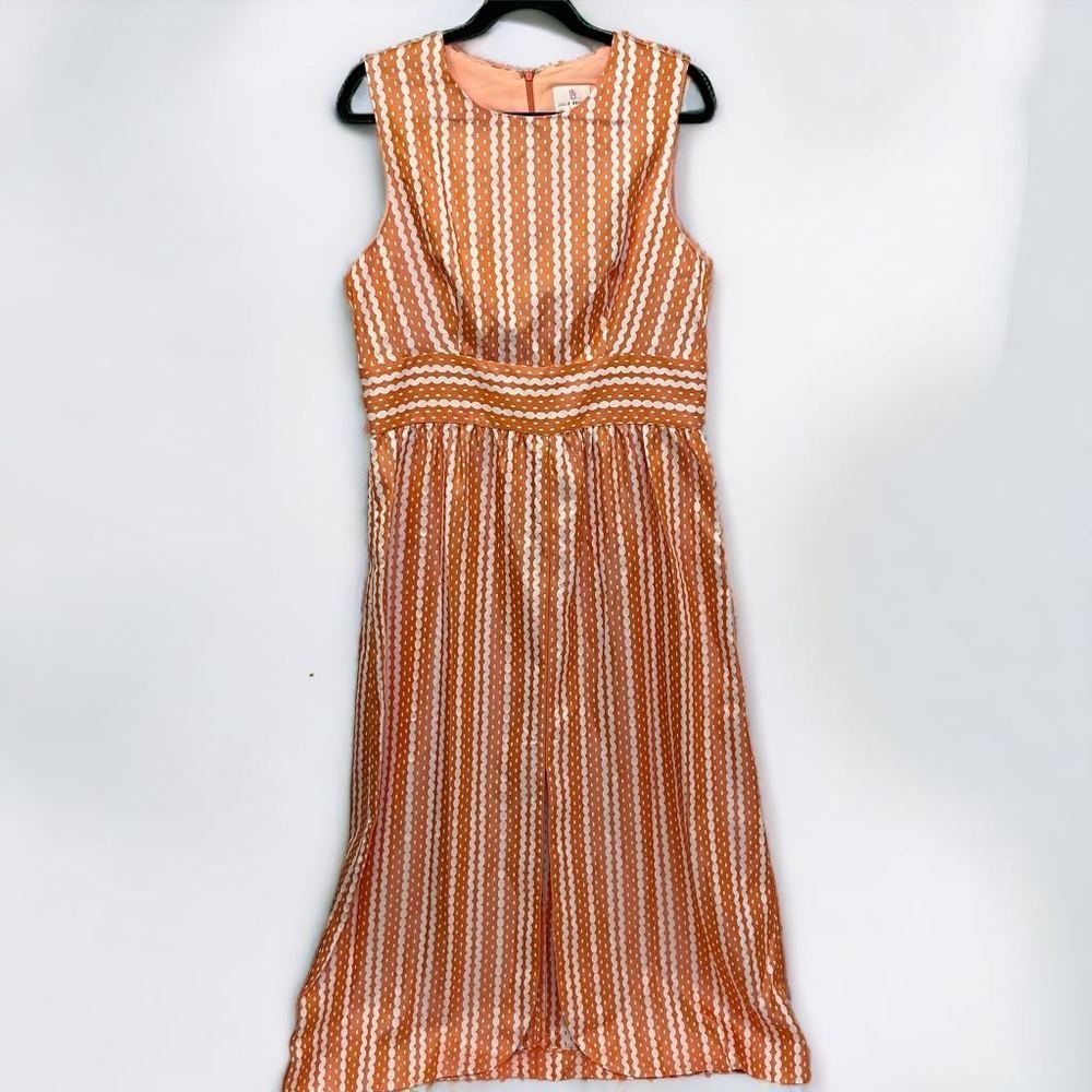 Julie Brown Retro Striped Orange and White Maxi Dress 12 NEW